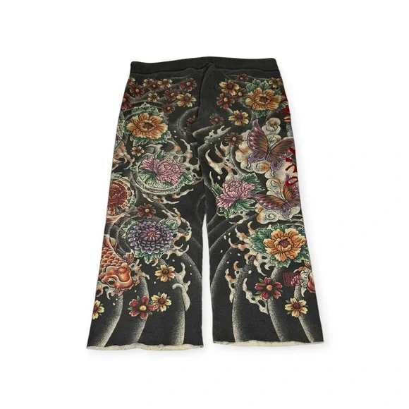 Rare: Y2K Lucky Brand ❀ Embroidered Asian Koi Butterfly Sweatpants ❀ Black ❀ L - Picture 10 of 16